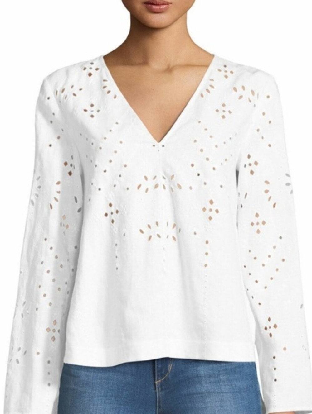 theory white Linen eyelet blouse Size Small